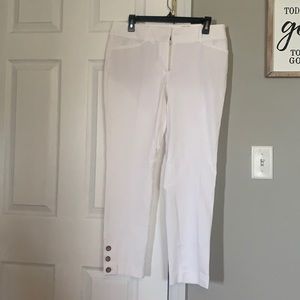 Skinny Angle White Pants with Button detail on leg